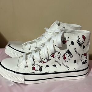 Hello Kitty White High-Top Canvas Sneakers women’s 8/39 New